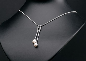 Elegante Silberkette Collier mit echten Süßwasserzuchtperlen Perlen oval  ca. 8-9mm - Weiß - | Perlencolliers | Schmuck aus Zuchtperlen |  Perlenzentrum Schmuck-Shop