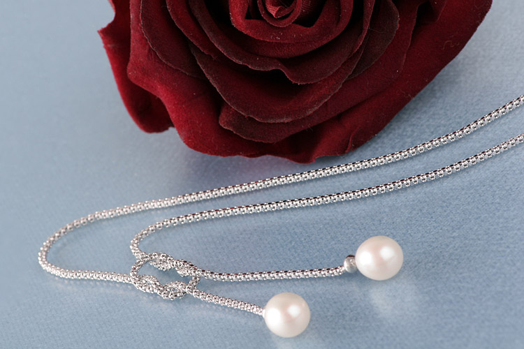 Elegante Silberkette Collier Schmuck | | ca. aus Perlen - Perlenzentrum Süßwasserzuchtperlen Zuchtperlen Weiß Schmuck-Shop | mit oval 8-9mm Perlencolliers - echten
